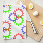 赤、緑、青のギア キッチンタオル (四つ折り)