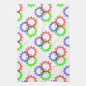 赤、緑、青のギア キッチンタオル (縦)