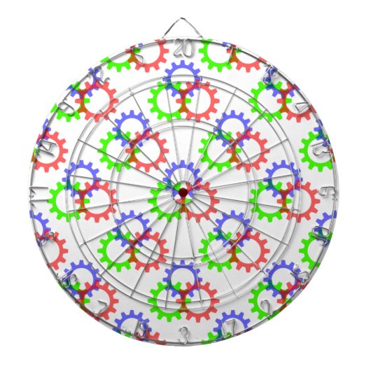 赤、緑、青のギア ダーツボード (正面)