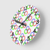 赤、緑、青のギア ラウンド壁時計 (傾斜)