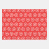 赤、緑、青のクリスマスまで開かない ラッピングペーパーシート (正面)