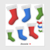 赤、緑、青のクリスマスストッキング シール (シート)