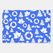 赤、緑、青のクリスマスパターン ラッピングペーパーシート (正面3)