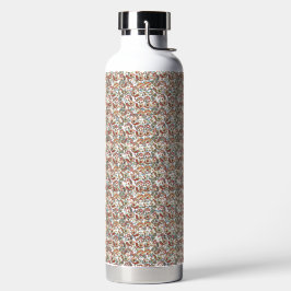 赤、緑、青の模様の黒い背景 ウォーターボトル