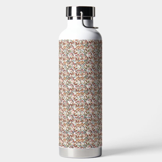 赤、緑、青の模様の黒い背景 ウォーターボトル (左面)