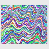 赤、緑、青、白のアブストラクトなぐねぐね模様 ラッピングペーパー (フラット)