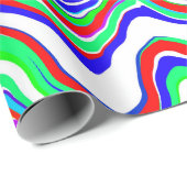 赤、緑、青、白のアブストラクトなぐねぐね模様 ラッピングペーパー (ロールコーナー)