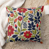 赤、緑、青、白のフローラ クッション (ブランケット)