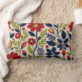 赤、緑、青、白のフローラ ランバークッション (ブランケット)