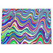 赤、緑、青、白の抽象芸術縦横の誕生日 ラージペーパーバッグ (正面)