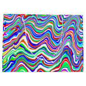 赤、緑、青、白の抽象芸術縦横の誕生日 ラージペーパーバッグ (裏面)