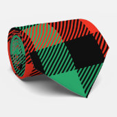 赤、緑、黒のギンガムパターン ネクタイ (ロール)