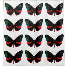 赤、緑、黒の蝶のシャワーカーテン シャワーカーテン