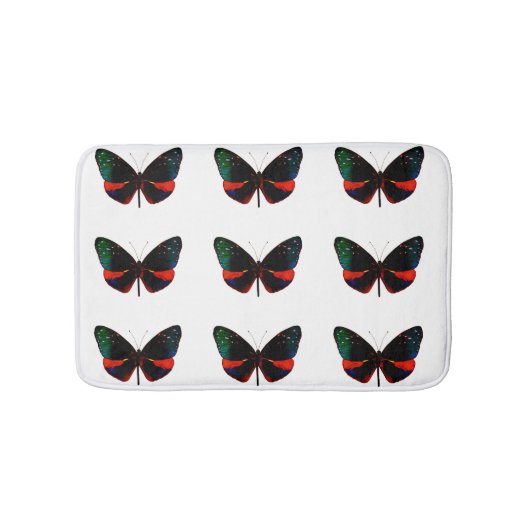 赤・緑・黒の蝶バスマット バスマット (正面)