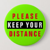 赤・緑・黒の距離を保お願い 缶バッジ (正面)