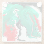 赤、緑、黒、白の大理石の流体アート ガラスコースター (裏面)