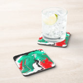 赤、緑、黒、白の大理石の流体アート コースター (右側)