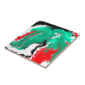 赤、緑、黒、白の大理石の流体アート タイル (側面)