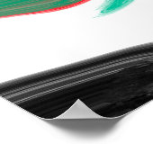 赤、緑、黒、白の大理石の流体アート ポスター (角)