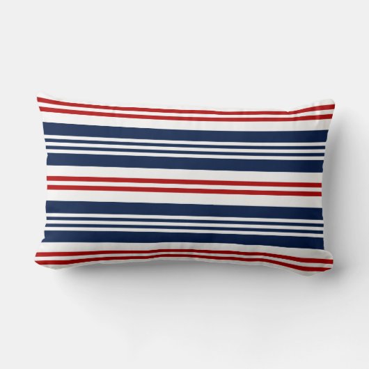 赤、航海の白、青い腰枕ストライプの枕 ランバークッション (裏面)