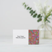 赤・苔・緑・青の「粘土」タイル模様 名刺 (スタンド正面)