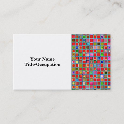 赤・苔・緑・青の「粘土」タイル模様 名刺 (正面)