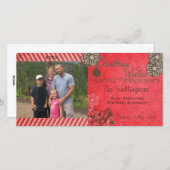 赤/茶色のフェスティバルクリスマスホリデーフォトカード シーズンカード (正面/裏面)