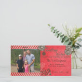 赤/茶色のフェスティバルクリスマスホリデーフォトカード シーズンカード (スタンド正面)