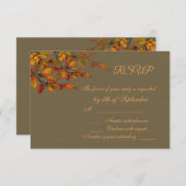 赤、茶色、黄色の秋離れのRSVP 出欠カード (正面/裏面)