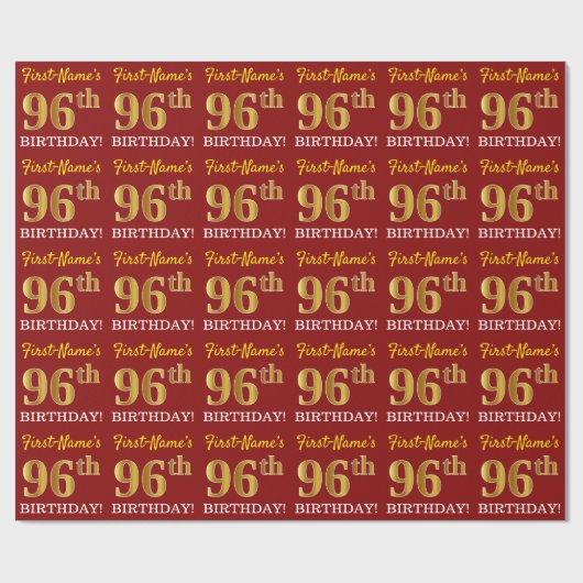 赤　見たて金　「９６歳の誕生日」 ラッピングペーパー (フラット)