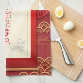 赤、詳細中国の新 キッチンタオル (四つ折り)