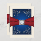 赤、象牙、青花RSVPカード 出欠カード (正面/裏面)