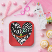 赤、赤の抽象芸術ハート ペーパープレート (パーティー)