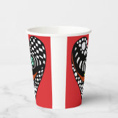 赤、赤の抽象芸術ハート 紙コップ (左)