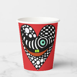 赤、赤の抽象芸術ハート 紙コップ