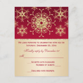 赤, 金のグリッター雪の結晶 返信カード (裏面)