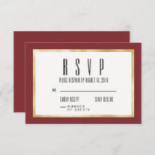 赤+金ゴールドクラシック結婚式招待状RSVPカード 出欠カード (正面/裏面)