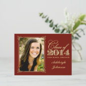 赤、金ゴールドクラス2014写真卒業招待状 招待状 (スタンド正面)