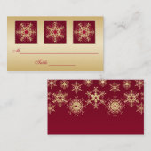 赤、金ゴールドグリッタールックスノーフレークプレイスカード プレイスカード (正面/裏面)