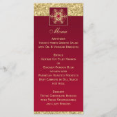 赤、金ゴールドグリッター結婚スノーフレークのメニューカード メニュー (裏面)