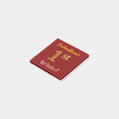 赤、金ゴールドフェイク1歳の誕生日、名前をカスタムする付き ポストイット (アングル)