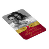 赤、金ゴールドフローラ日付写真マグネットを保存 マグネット (右側)