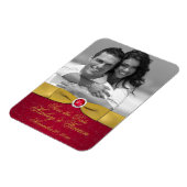 赤、金ゴールドフローラ日付写真マグネットを保存 マグネット (左側)