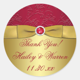 赤、金ゴールドフローラ結婚式の引き出物ありがとうステッカー ラウンドシール