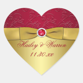 赤、金ゴールドフローラ結婚式の引き出物シール ハートシール