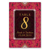 赤+金ゴールド東インディアン結婚のテーブル番号カード テーブルナンバー (裏面)