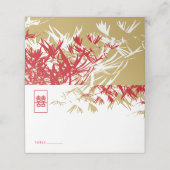 赤&金ゴールド竹葉のダブル中国のシ結婚ス プレイスカード (外部開封)