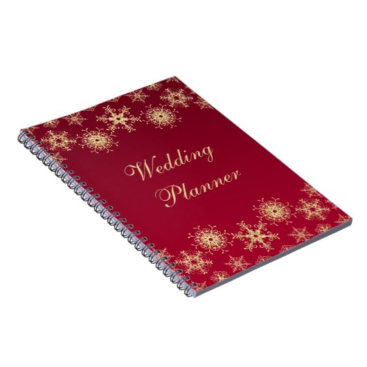 赤、金ゴールド雪片ウェディングプランナーノート ノートブック (右側)