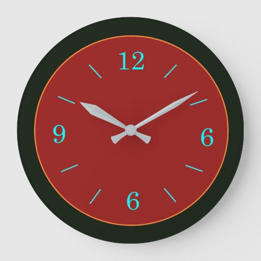 赤/金ゴールド顔アクア数字壁時計 ラージ壁時計 (正面)