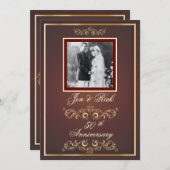 赤+金ゴールド50周年、金ゴールドが写真に渦巻く 招待状 (正面/裏面)